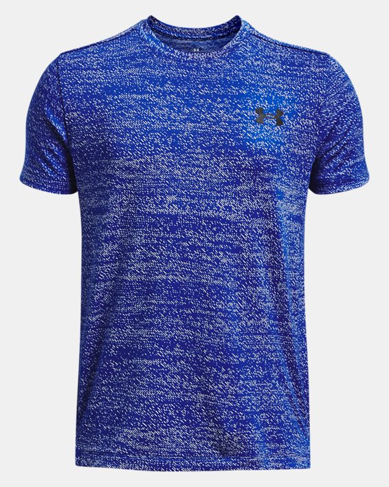 Boys' UA Tech™ Vent Jacquard Short Sleeve in Blue image number 0